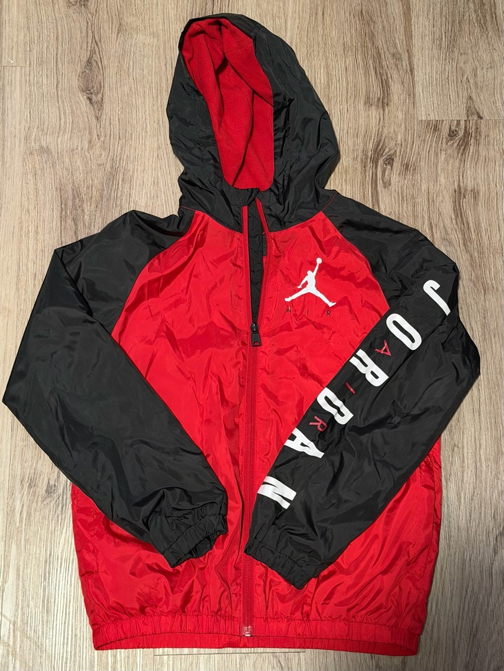 Boys Jordan Red and Black Windbreaker Hooded Jacket